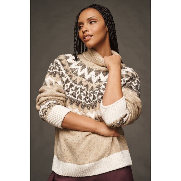 Pilcro Turtleneck Sweater Plus‎ Size 2X Oversized Fair Isle Slouchy Ribbed NEW - Picture 1 of 15
